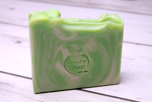 Lime cooler soap bar cream and light green swirls in colour