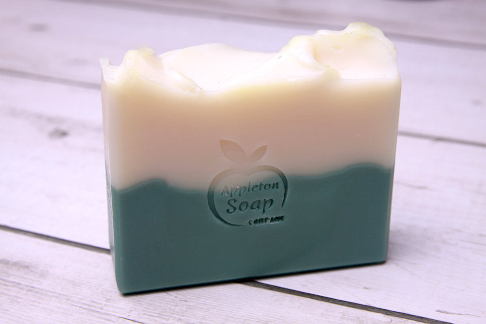 Tea Tree soap bar with green base and cream top