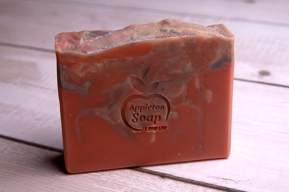 Christmas Spice soap bar, Orange with cream and green swirl