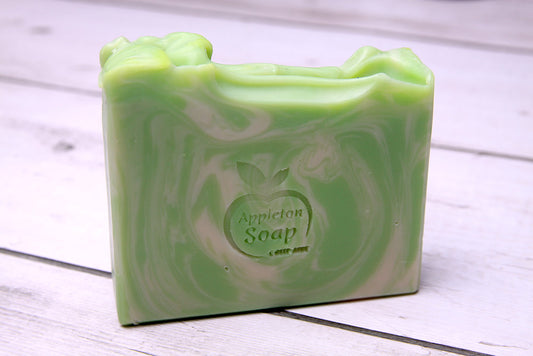 Lime cooler soap bar cream and light green swirls in colour 